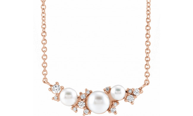 14K Rose Akoya Cultured Pearl & .08 CTW Diamond 18 Necklace - 87273126P