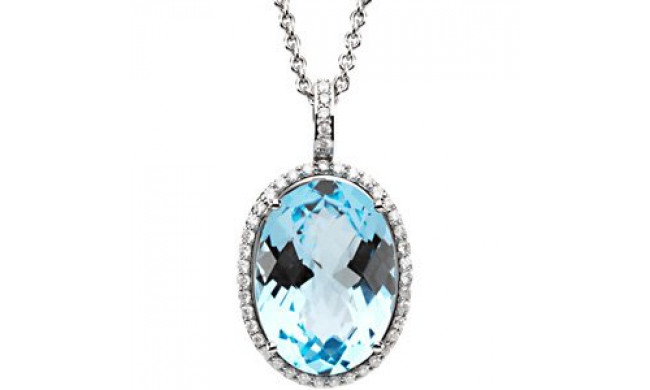 14K White Sky Blue Topaz &3/8 CTW Diamond Halo-Style 18 Necklace - 66962102P