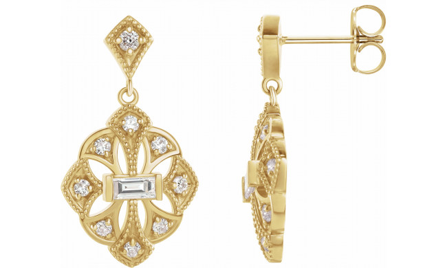 14K Yellow 3/8 CTW Diamond Vintage-Inspired Earrings - 87055601P