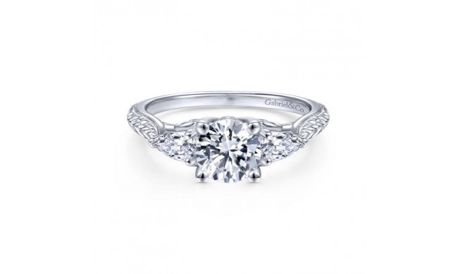 Gabriel & Co. 14k White Gold Art Deco Straight Engagement Ring - ER14431R4W44JJ