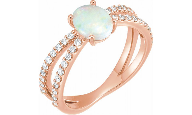 14K Rose Opal & 1/3 CTW Diamond Ring - 71934602P