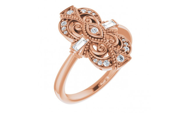 14K Rose 1/6 CTW Diamond Vintage-Inspired Ring - 124038602P