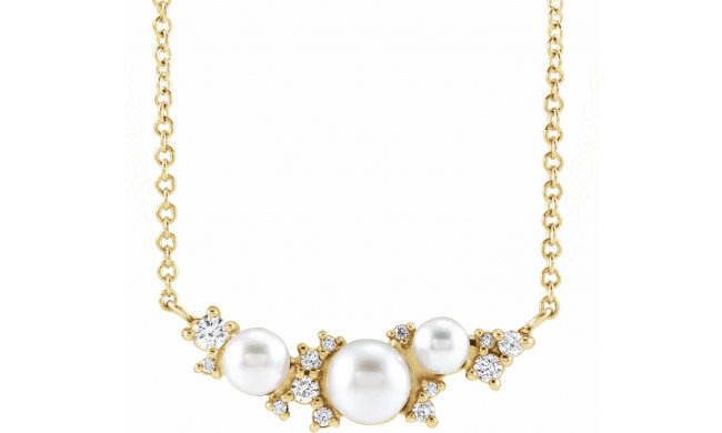 14K Yellow Akoya Cultured Pearl & .08 CTW Diamond 16 Necklace - 87273116P