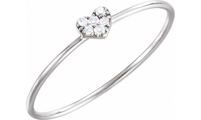 14K White .03 CTW Diamond Petite Heart Ring - 65192160002P