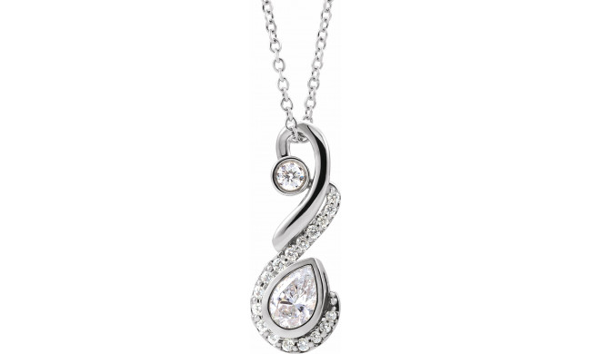 14K White 1/2 CTW Diamond Freeform 16-18 Necklace - 86926615P