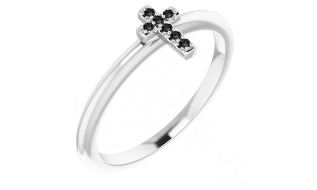 14K White .03 CTW Black Diamond Stackable Cross Ring - R43084606P