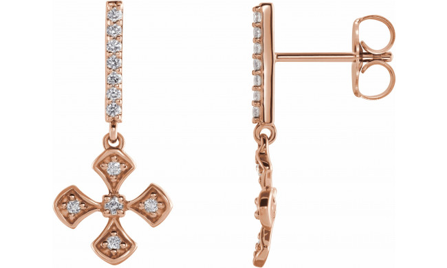 14K Rose 1/5 CTW Diamond Cross Dangle Earrings - 6535881002P