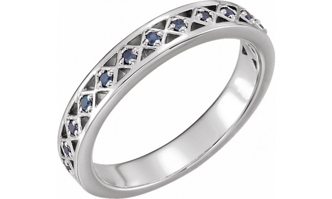 14K White Blue Sapphire Stackable Ring - 71831635P