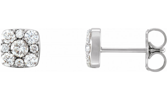 Platinum 1/2 CTW Diamond Cluster Earrings - 86515603P