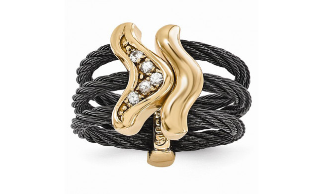 Quality Gold Edward Mirell Black Titanium & Bronze Cable White Sapphire Cable Flexible Ring