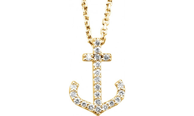 14K Yellow .08 CTW Diamond Anchor 16 Necklace - 66413100002P