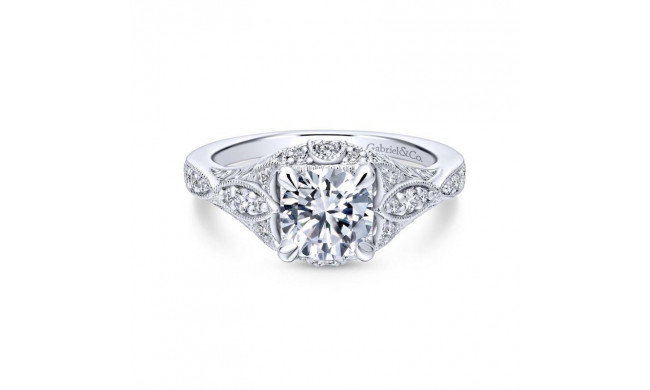 Gabriel & Co. 14k White Gold Victorian Halo Engagement Ring - ER12580R4W44JJ