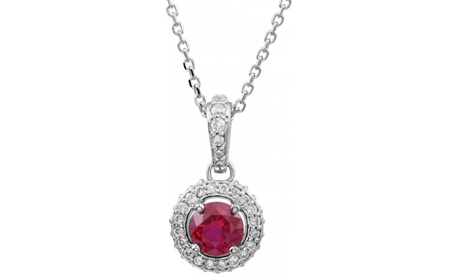 14K White Ruby & 1/5 CTW Diamond 18 Necklace - 6860170001P