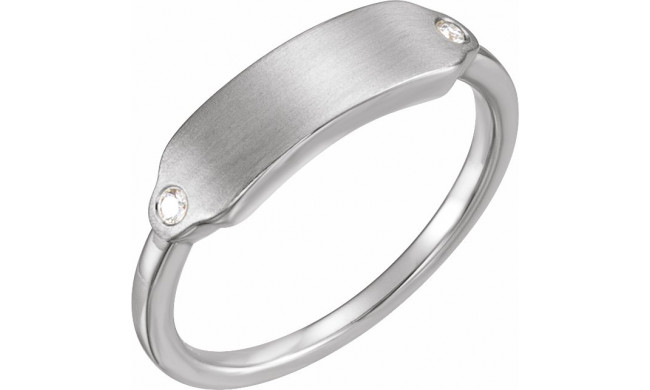 14K White .03 CTW Diamond 18x5 mm Rectangle Signet Ring - 122976600P