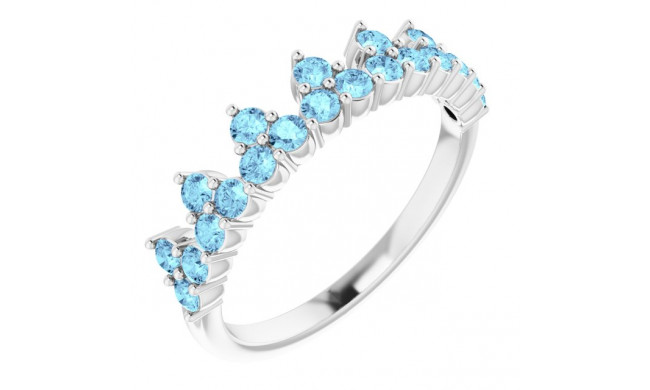 14K White Aquamarine Crown Ring - 71972600P
