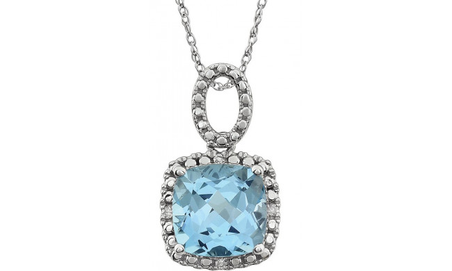14K White Sky Blue Topaz & .03 CTW Diamond 18 Necklace - 651606101P