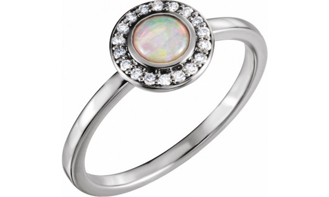 14K White Opal & .07 CTW Diamond Halo-Style Ring - 71821600P
