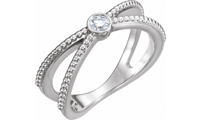 14K White 1/8 CTW Diamond Bezel-Set Beaded Ring - 123108600P