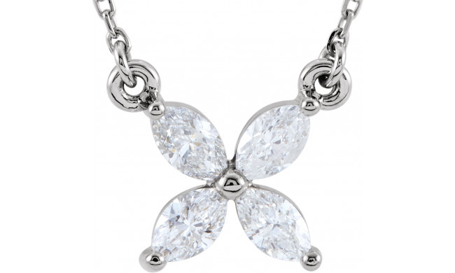 14K White 1/2 CTW Diamond Floral-Inspired 16 Necklace - 85941101P