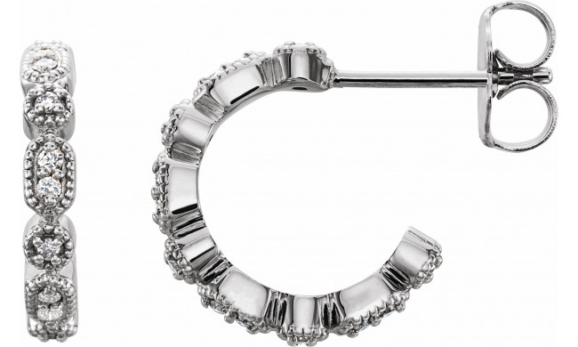 14K White 1/8 CTW Diamond Hoop Earrings - 86456605P