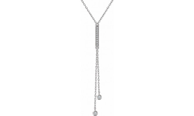 14K White 1/10 CTW Diamond Bar Y 16-18 Necklace - 65289360002P