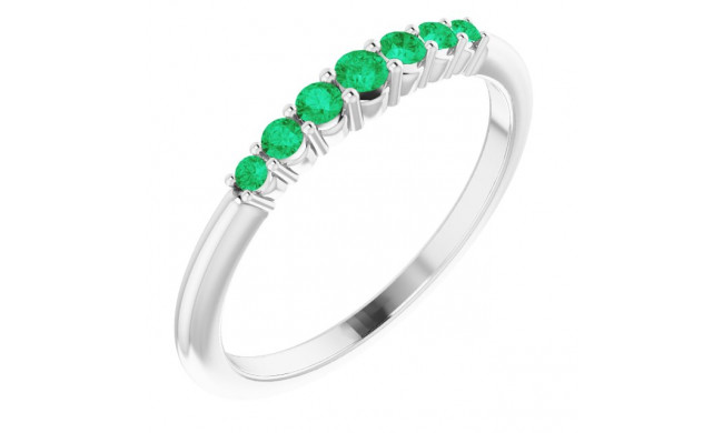 14K White Emerald Stackable Ring - 72022607P