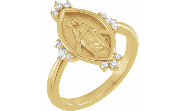 14K Yellow 1/5 CTW Diamond Miraculous Medal Ring - R43103601P