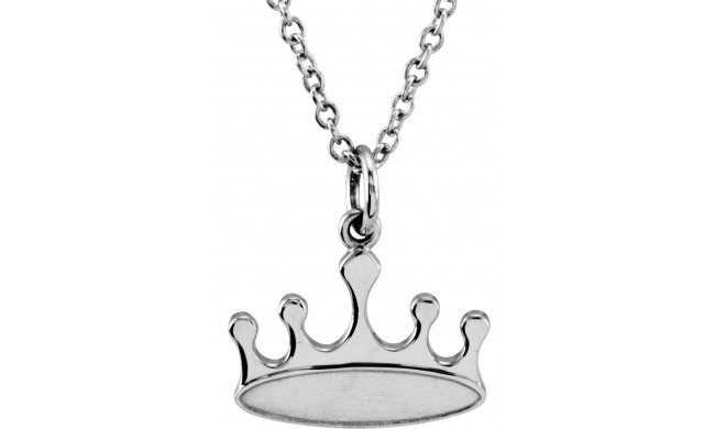14K White Tiny Poshu00ae Crown 16-18 Necklace - 857911002P