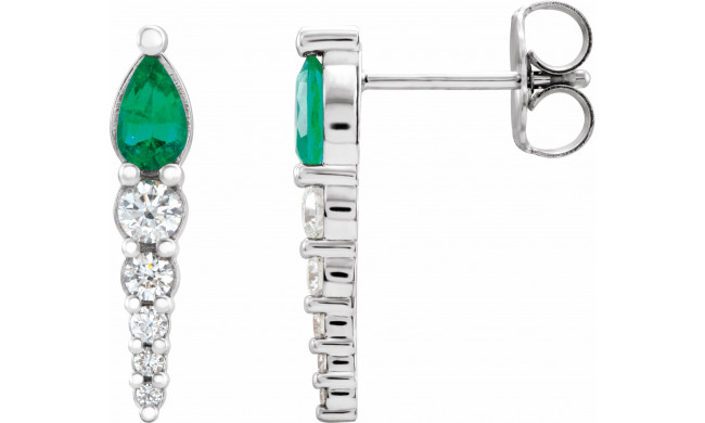 14K White Emerald & 1/4 CTW Diamond Earrings - 870256014P