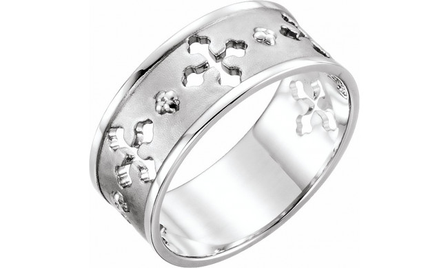14K White Pierced Cross Ring - 51661101P