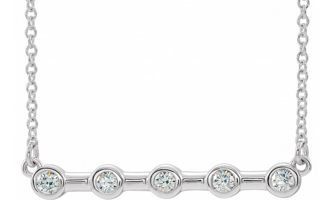 14K White 1/6 CTW Diamond Bezel-Set Bar 16 Necklace - 868406015P