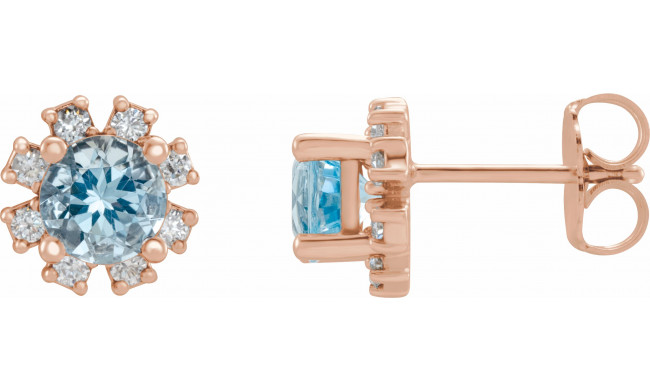 14K Rose Aquamarine & 1/2 CTW Diamond Earrings - 20000286202P