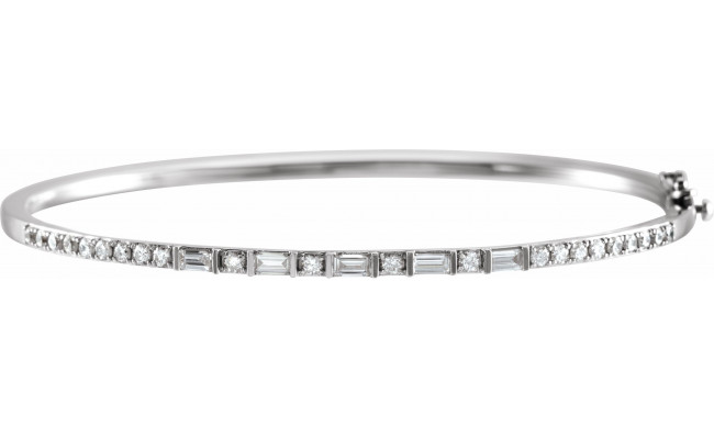14K White 1 CTW Diamond 7 Bangle Bracelet - 6536366000P