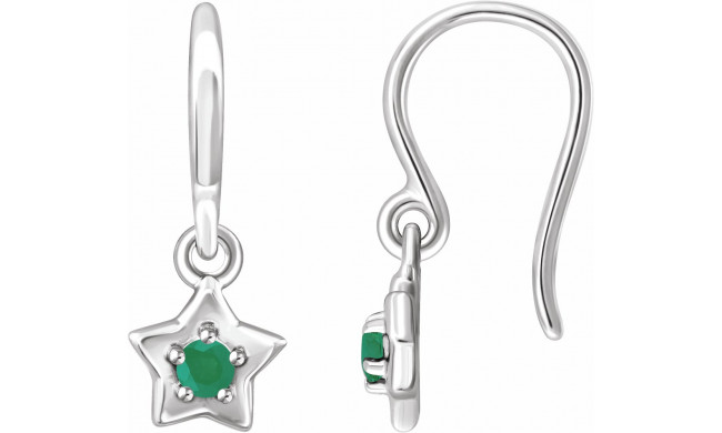 14K White 3 mm Round May Youth Star Birthstone Earrings - 653420614P