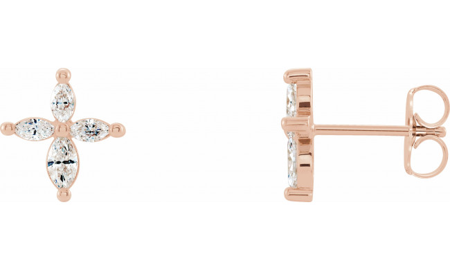 14K Rose 1/3 CTW Diamond Cross Earrings - R17023602P
