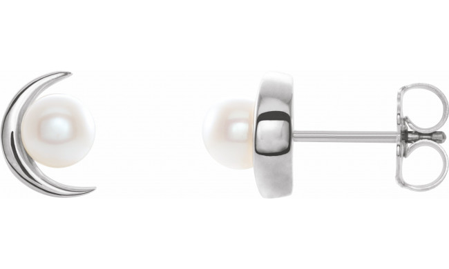 14K White Freshwater Cultured Pearl Earrings - 86805600P
