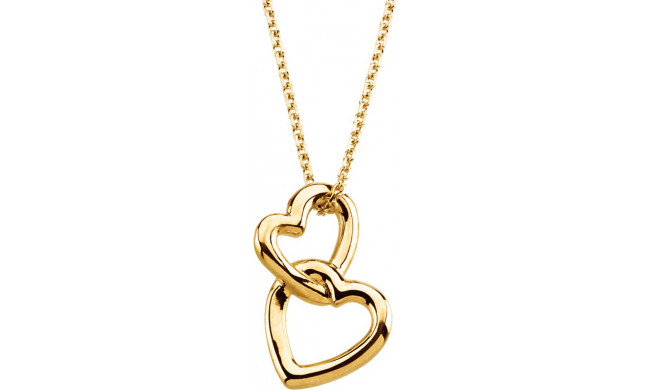 14K Yellow Double Heart 18 Necklace - 6907583011P