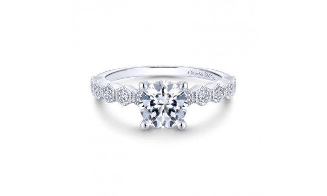 Gabriel & Co. 14k White Gold Victorian Straight Engagement Ring - ER14429R4W44JJ