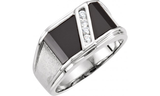 14K White Onyx & 1/8 CTW Diamond Bezel-Set Ring - 60939100P