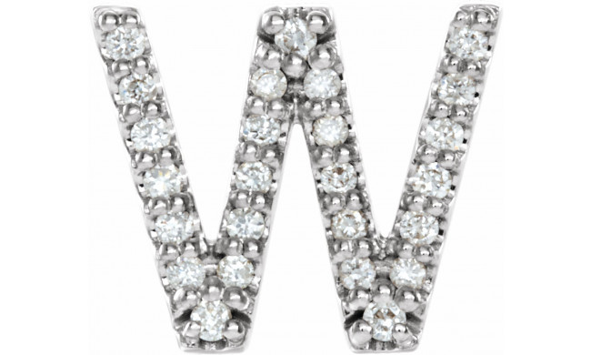 14K White .07 CTW Diamond Single Initial W Earring - 867976115P