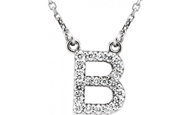 14K White Initial B 1/8 CTW Diamond 16 Necklace - 67311101P