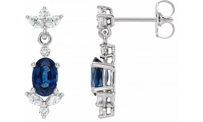 14K White Blue Sapphire &  1/3 CTW Diamond Earrings - 869896005P