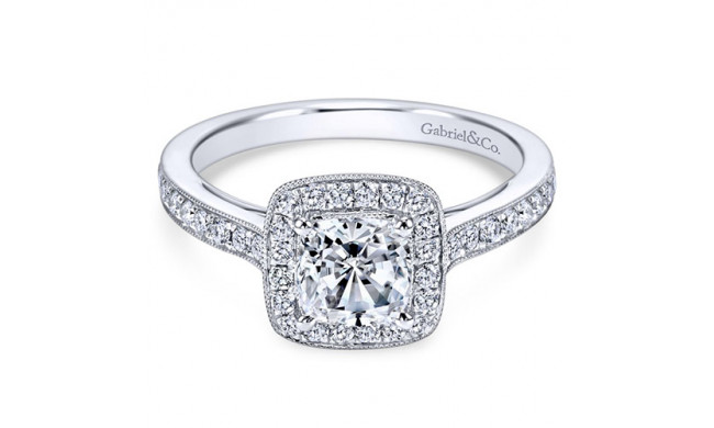 Gabriel & Co. 14k White Gold Victorian Halo Engagement Ring - ER10694W44JJ