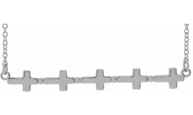 14K White Sideways Cross Bar 18 Necklace - R45401600P