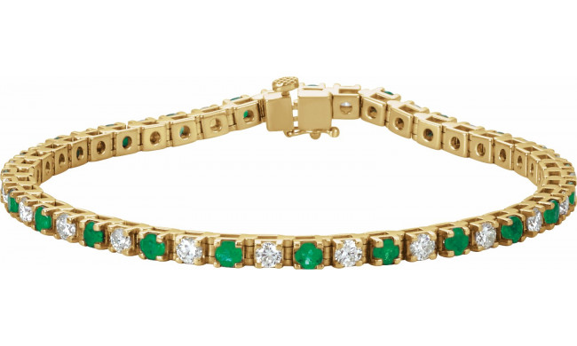 14K Yellow Emerald & 2 1/3 CTW Diamond Line 7 Bracelet - 62078255393P
