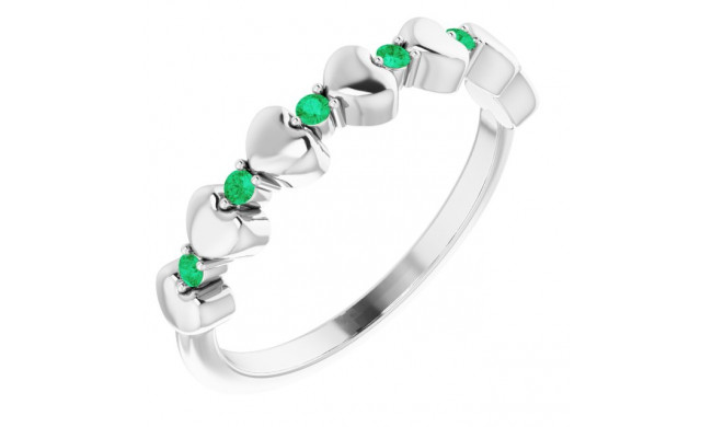 14K White Emerald Stackable Heart Ring - 71999601P