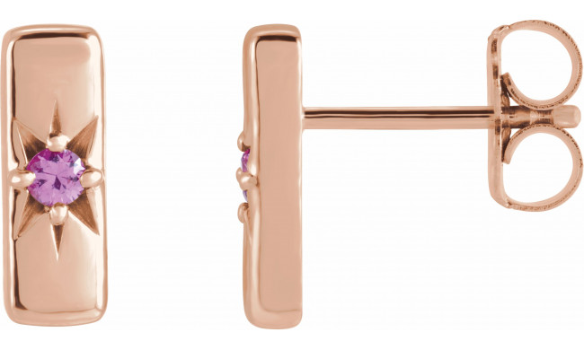 14K Rose Pink Sapphire Starburst Bar Earrings - 87144612P