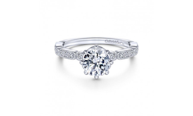 Gabriel & Co. 14k White Gold Victorian Straight Engagement Ring - ER14432R4W44JJ