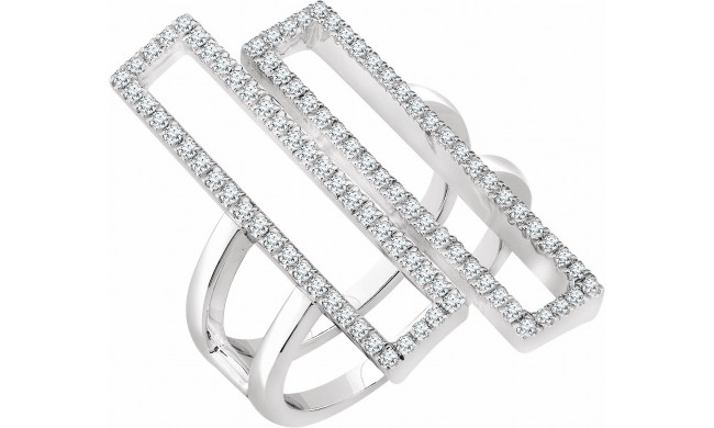 14K White 1/2 CTW Diamond Double Rectangle Geometric Diamond Ring - 65241960000P