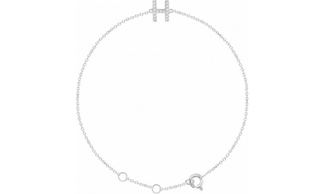 14K White .06 CTW Diamond Initial H 6-7 Bracelet - 65268960008P